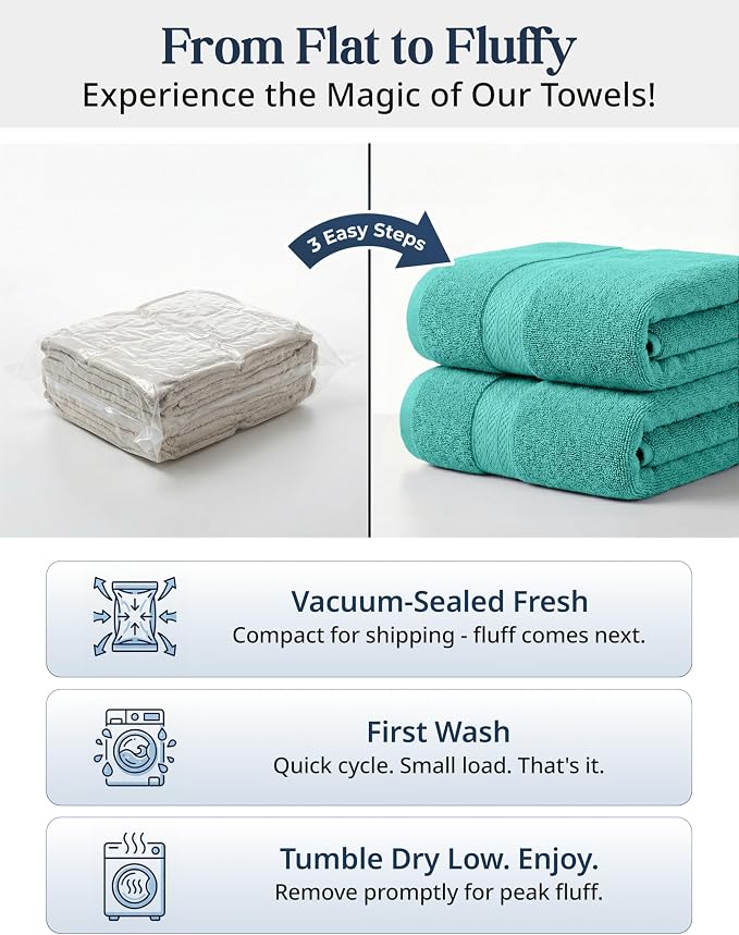 LANE LINEN 100% Cotton Bath Towel Set - Image 3