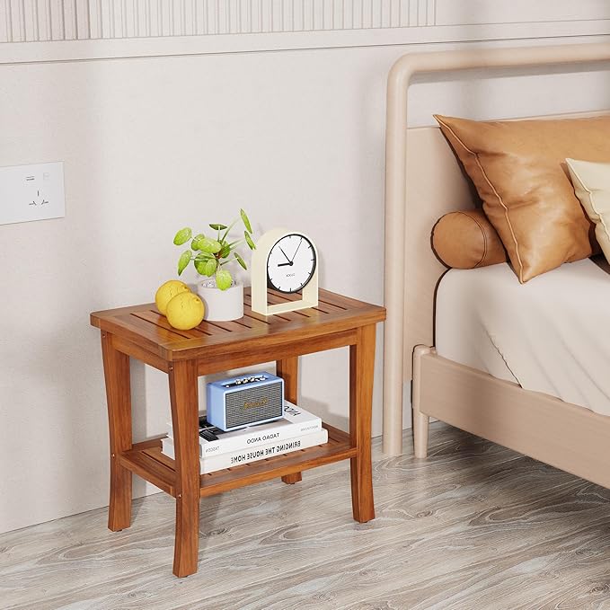 Large Teak Wood Shower Bench Stool - Image 7