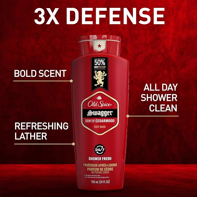 Old Spice Refreshing Body Wash for Men, 3X Defense, 24/7 Shower Fresh - Image 2