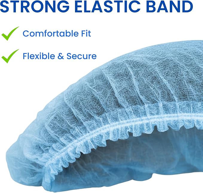 Disposable Bouffant Caps 21 Inch Non Woven Hair Net Elastic Head Cover - Image 8