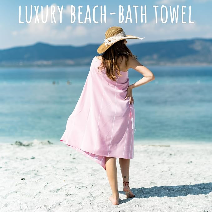 Ray Silver Turkish Beach Towel – 100% Cotton 40x71 Quick Dry Oversized Sand - Image 4