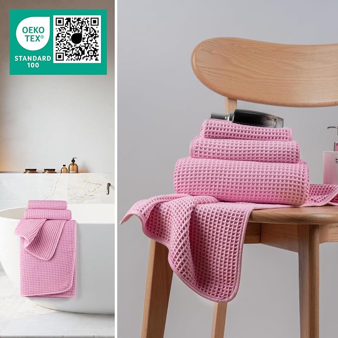 MICROFI Microfiber Waffle Bath Towels, 3 Pieces, Fast Drying, Lint Free - Image 4