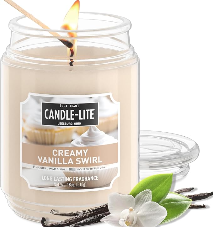 Candle-lite Fall Scented Candles, Creamy Vanilla Swirl, 18 oz Jar, Proudly by Candle-liteCompany