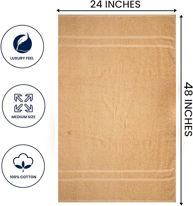 Basic Medium Bath Towels 24x48 Inches – Pack of 6 – Beige Color – Soft and - Image 4