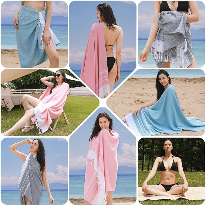 Genovega 6 Oversized Turkish Beach Bath Towel Set Bulk 74"x38" Extra Large Sand - Image 5