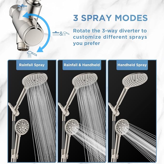 MakeFit Dual Filtered Rain Shower Head Combo, High Pressure Handheld Shower Head - Image 6