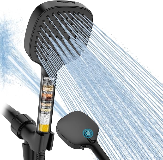 Filtered Shower Head with Handheld, High Pressure 7 Spray Showerhead with by Fitespot