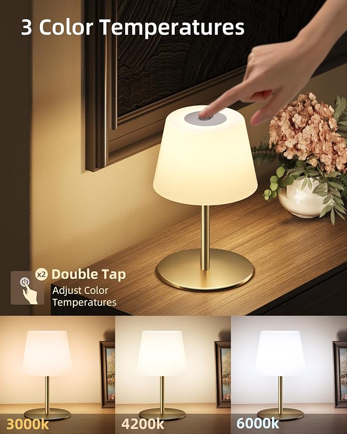 EZVALO Outdoor Cordless Table Lamp, IP65 Waterproof 4500mAh Rechargeble Shower - Image 6