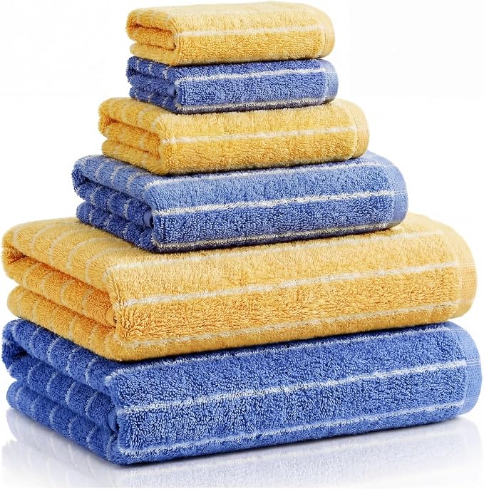 6 Pcs Large Bath Towels Set 28x55 Inch Soft Cotton Towels by Unknown