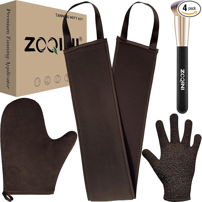 Self Tanning Mitt Kit, Velvety Soft Tanner Mitt and Back Tanning Applicator by ZOQINI