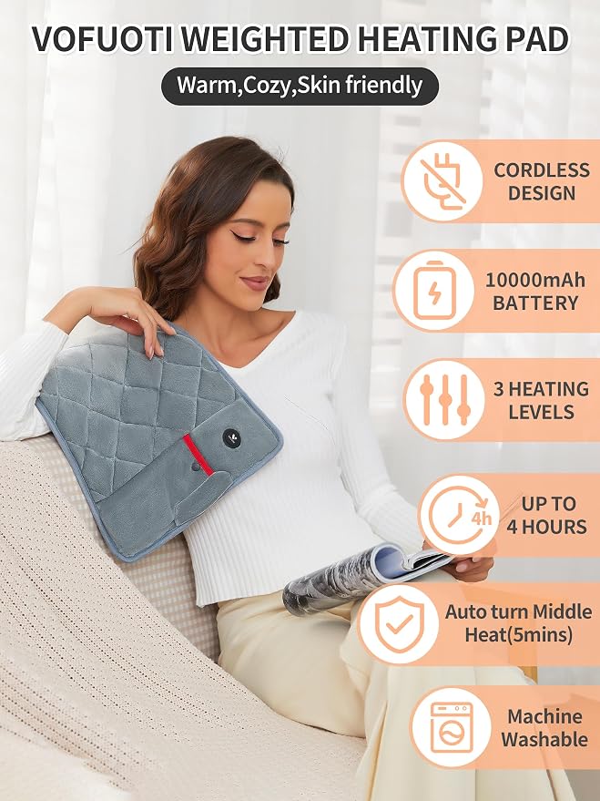 Vofuoti Portable Heating Pad, Cordless Weighted Heating Pads - Image 2