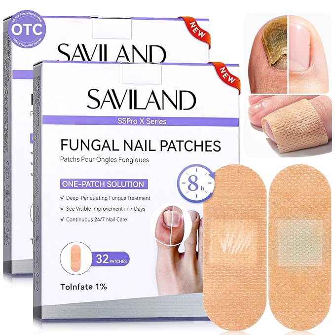 SAVILAND Extra Strength Fungal Nail Patches: 64 Pcs Overnight Repair 1% by SAVILAND