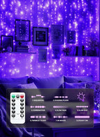 Brightown 300 LED Purple Fairy Curtain Lights, 9.8ft x 9.8ft String Lights - Image 5