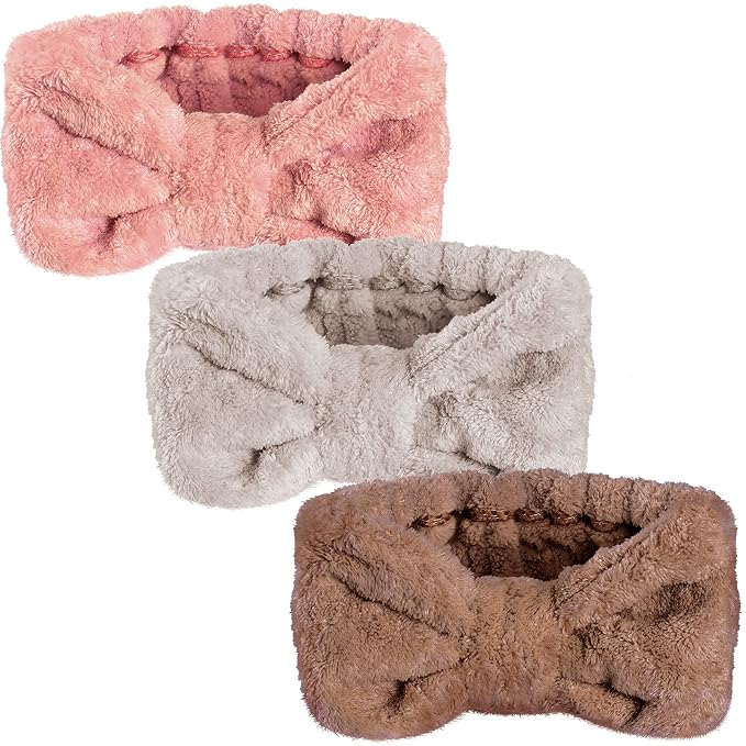 3 Pieces Wash Face Headband Makeup Spa Headband Towel Terry Hair Bands by Hicarer