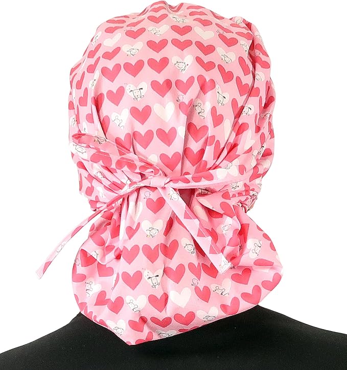 Sparkling EARTH Banded Bouffant Surgical Scrub Ponytail Working Caps and - Image 2