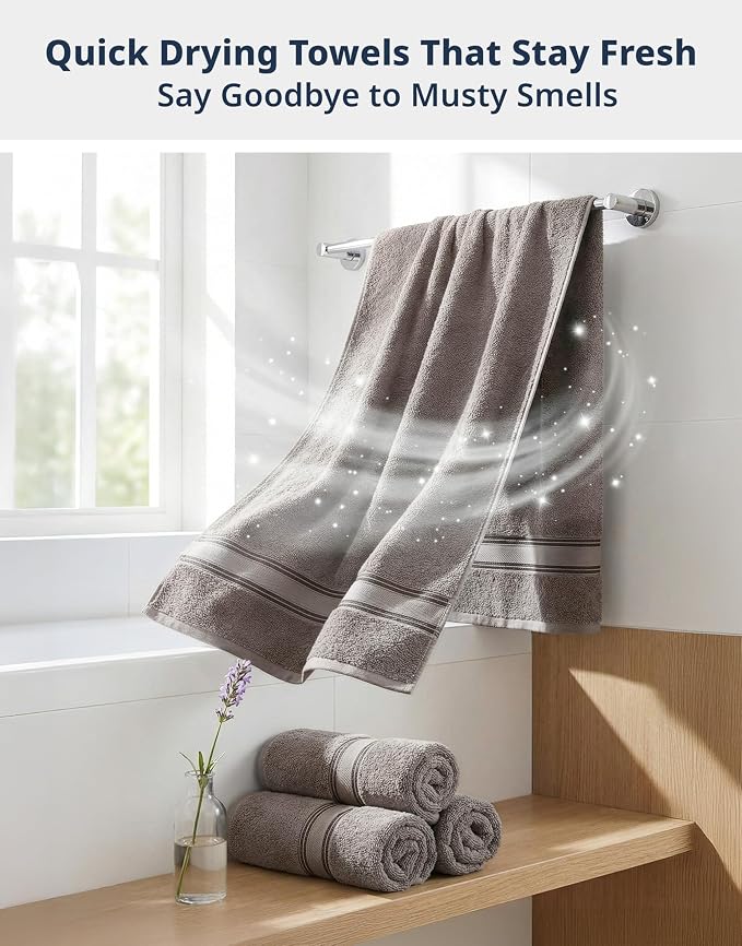 LANE LINEN 100% Cotton Bath Towels Set of 4 - Image 7