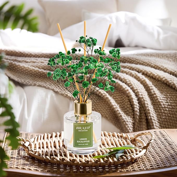 Airkeep Reed Diffuser Set of 3, Coconut Pineapple Lemon Eucalyptus Cranberry - Image 4