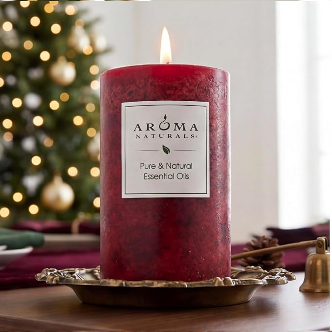Aroma Naturals Holiday Orange, Clove and Cinnamon Essential Oil Scented Pillar - Image 7