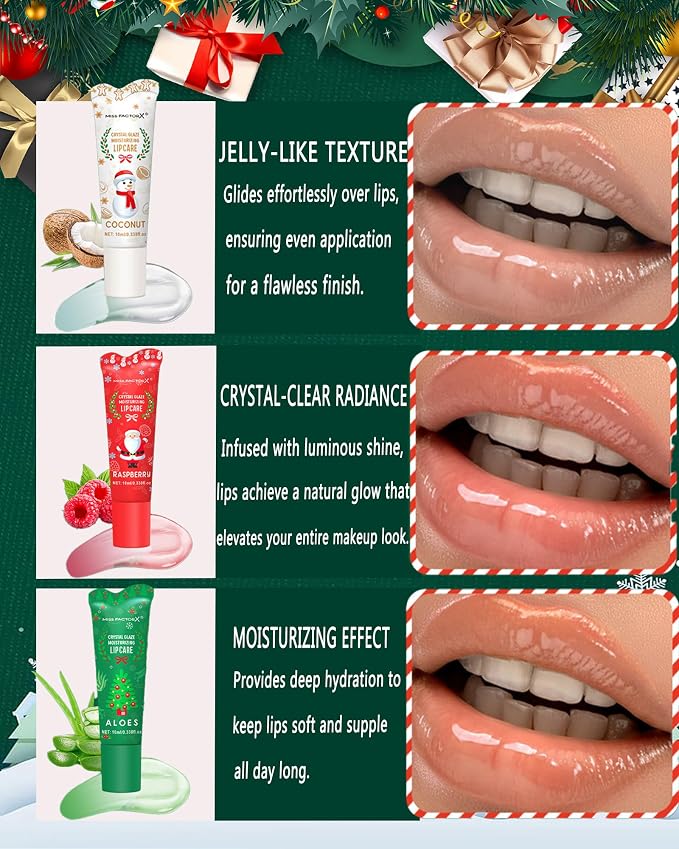 Christmas Moisturizing Lip Balm Gift Set, Non-sticky Long Lasting Clear Jelly - Image 6