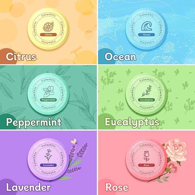 CalmNFiz 6 Pack Shower Steamers Aromatherapy, Birthday Gifts - Image 2