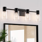 4-Light Modern Vanity Light Fixtures Over Mirror, Matte Black Bathroom Light by Esfos