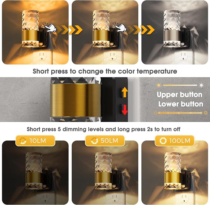 L LOHAS LED Night Light, Modern Night Lights Plug into Wall, Amber-3000K-5000K - Image 4