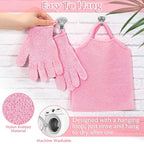 Anezus Exfoliating Shower Bath Gloves Back Scrubber Set - Image 4