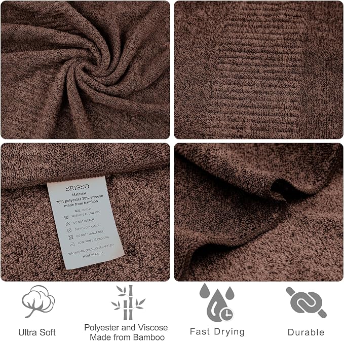 SEISSO Bath Towels, Extra Absorbent & Quick Drying Lightweight Fiber Towels - Image 3