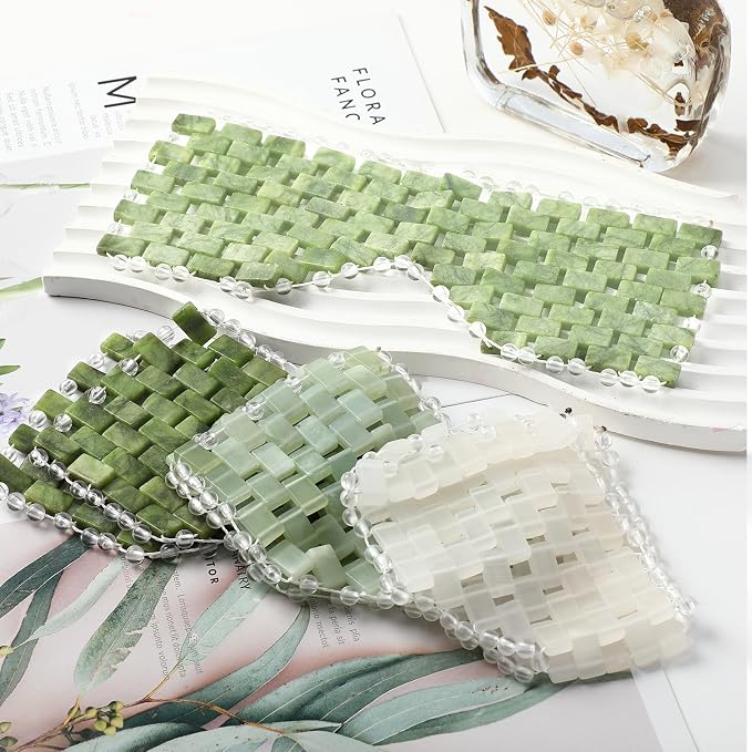 Coume 4 Pcs Jade Eye Mask Reusable Sage Green Facial Cooling Mask - Image 8