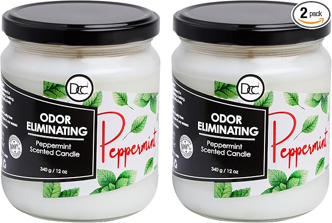 Peppermint Two Pack Odor Eliminating Highly Fragranced Candle by DiannesCustomCandles
