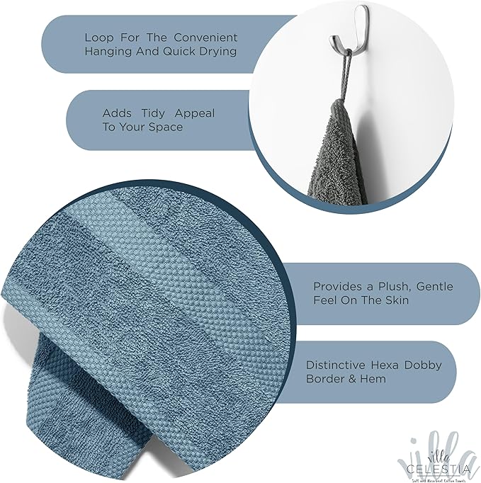 100% Cotton Bath Towel Set of 12-4 Bath Towels, 4 Hand Towels, 4 Wash Cloths - Image 4