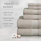 NY Loft 100% Cotton 6 Piece Bath Towel Set | Grey Towels | Oeko-TEX® Standard - Image 2