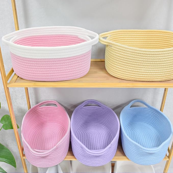 ABenkle Small Basket with Handles, Boho Decorative Rope Woven Dog Cat Toy - Image 7