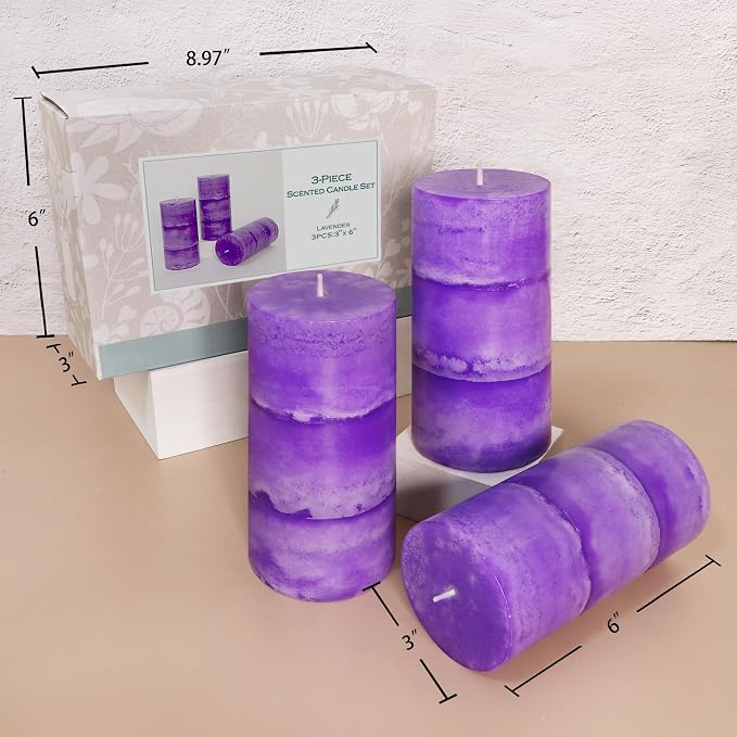 3" x 6" Handmade Pillar Candles Lavender Scented Purple Decorative Candles - Image 7