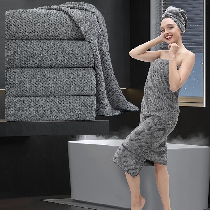 Extra Large Bath Towel Set of 4, Oversized Bath Sheet Super Soft Highly by MAGGEA