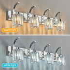 4-Light Crystal Vanity Light, Modern Chrome Bathroom Wall Sconce - Image 2