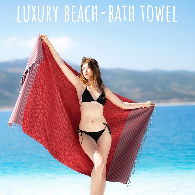RAY SILVER Turkish Beach Towel – 100% Turkish Cotton 40"x71" Quick Dry - Image 2