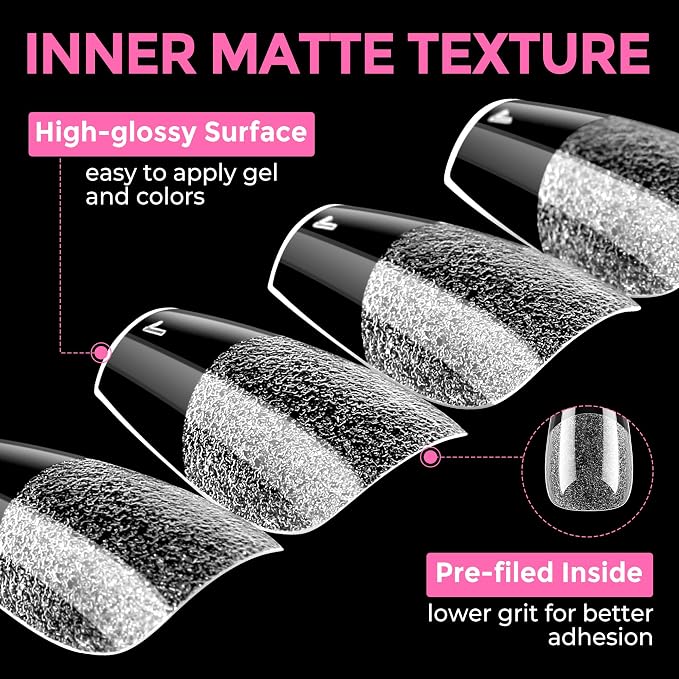 UNA GELLA Short Coffin Nail Tips: 216pcs Short Coffin Press on Nails Pre-shape - Image 7