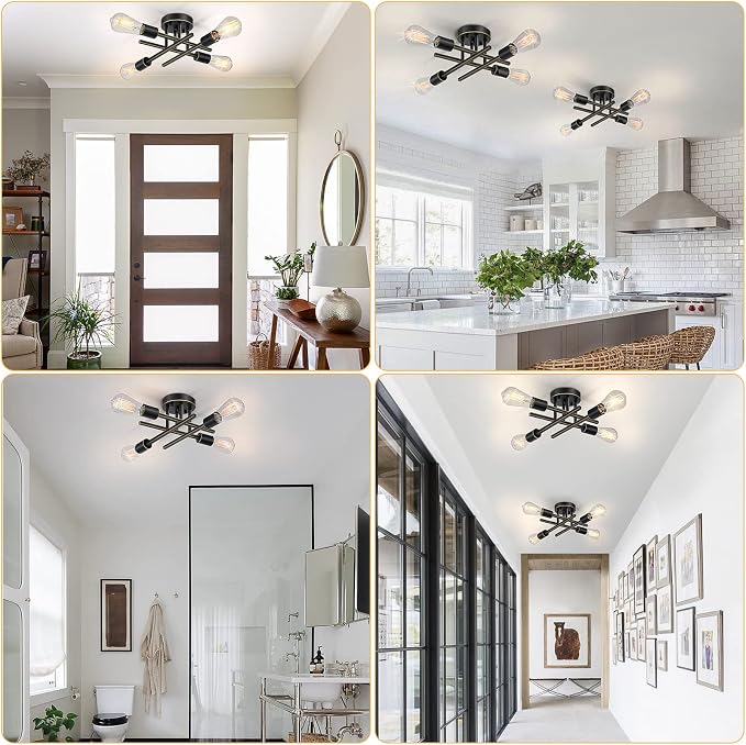 SunRider Industrial 4-Light Semi Flush Mount Ceiling Light Fixture, Oil Rubbed - Image 4