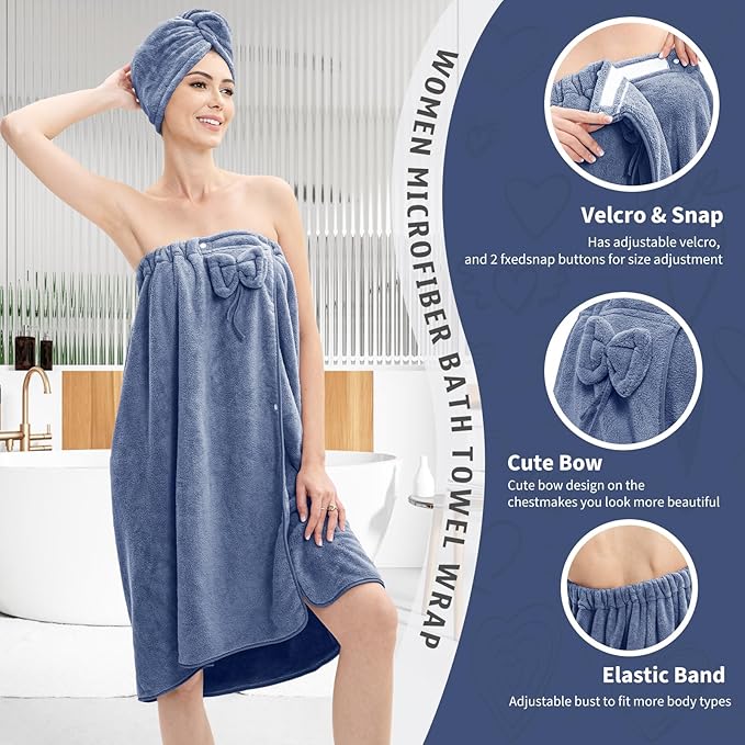 Bath Wrap Towels for Women – Adjustable Spa Shower Wrap - Image 3