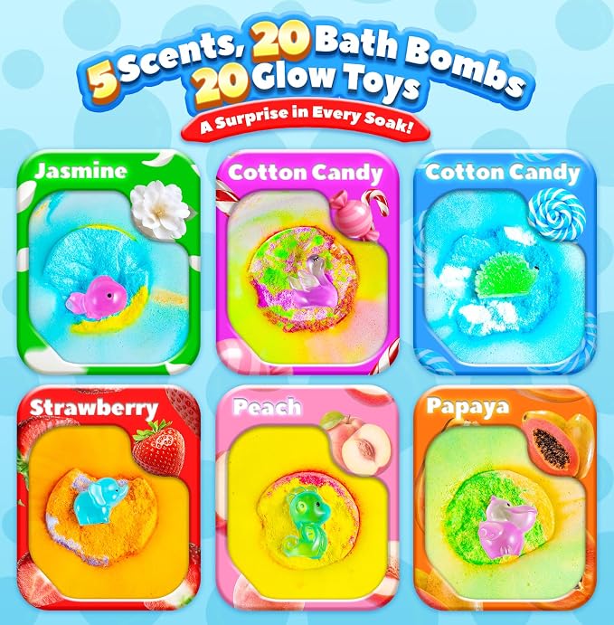 Bath Bombs for Kids with Surprise Inside, 20 Pack Handmade Bath Bomb Gift Set - Image 3