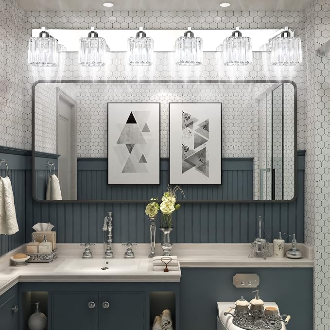 Aipsun Bathroom Vanity Light Fixtures 6 Light Chrome Vanity Light - Image 4