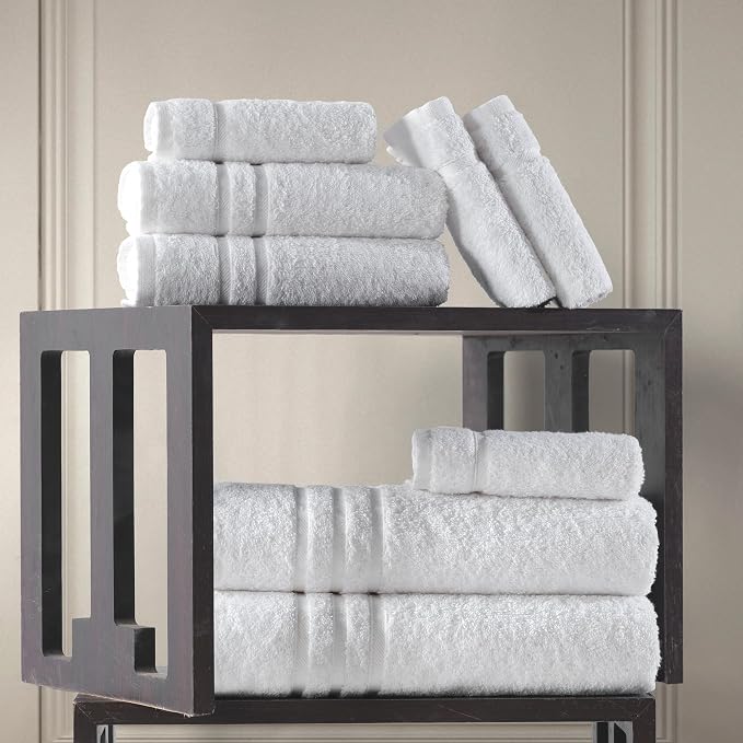 Hawmam Linen White 6 Piece Bath Towels Set - Image 6