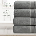 Springtree Home Luxury Bamboo Rayon Bath Towel Set of 4 | 35% Bamboo Rayon - Image 2