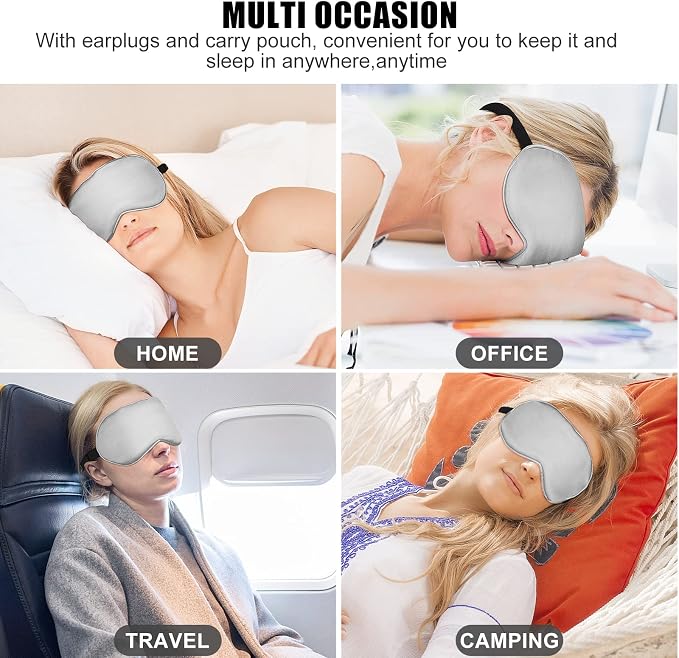 Sleep Mask w/ Cooling Gel Eye Mask, Silk Eye Mask - Image 6
