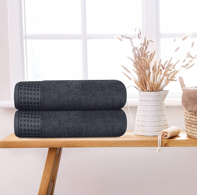 GLAMBURG 100% Cotton 2 Pack Oversized Bath Towel Set 28x55 Inches, Ultra Soft - Image 3