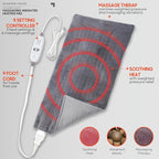 Calming Heat Massaging Vibrations Weighted Heating Pad by Sharper Image | - Image 4