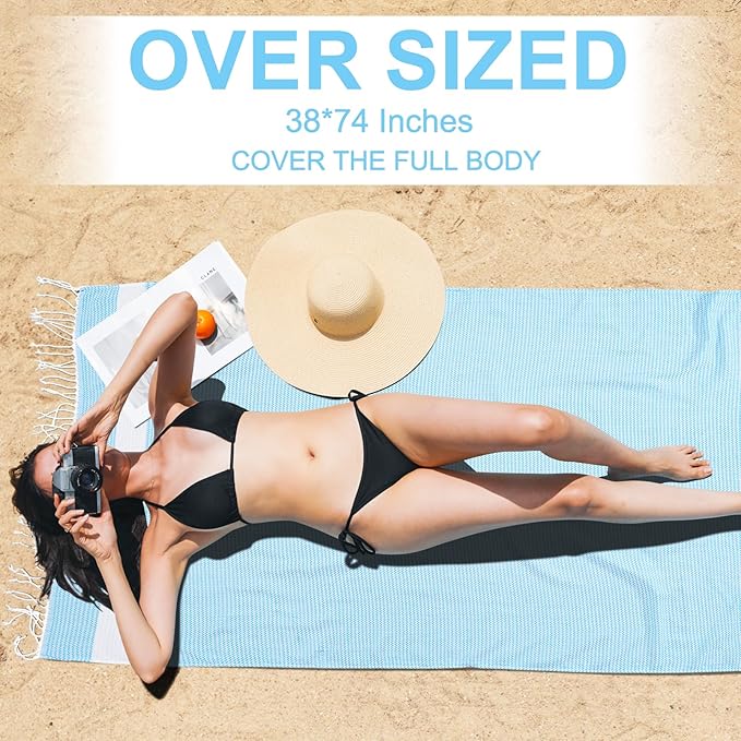 Genovega 6 Oversized Turkish Beach Bath Towel Set Bulk 74"x38" Extra Large Sand - Image 4