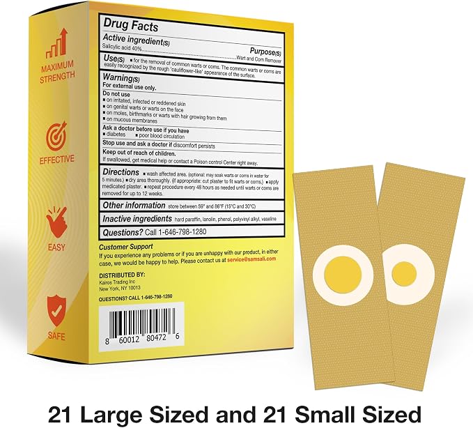 Samsali Wart Corn Remover Pads for Feet: 42 Pack Salicylic Acid Extra Strength - Image 7