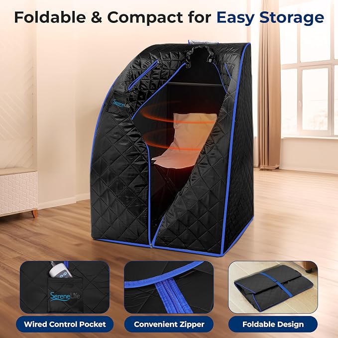 SereneLife Compact & Portable Infrared Steam Sauna, Personal Spa Style Sauna - Image 5